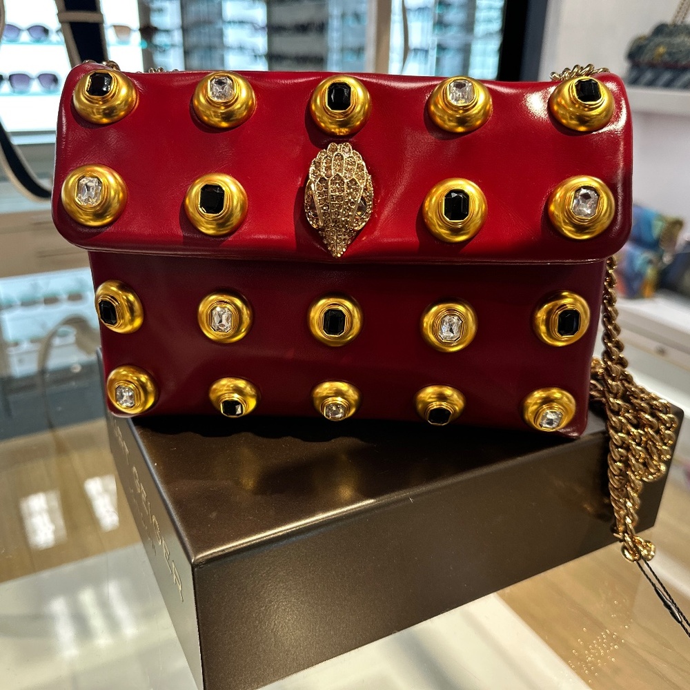 NWT Kurt Geiger London Red Kensington Gem Leather Shoulder Bag